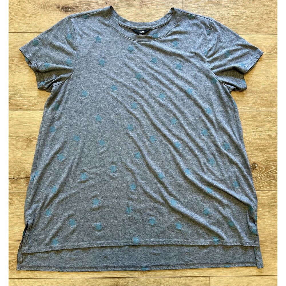 Women's Lucky Brand Blue Star Print T-Shirt 1X EUC!